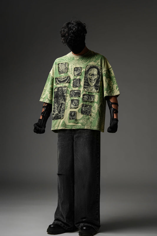 Elements Of Horror Heavy Patchworked Washed Tshirt