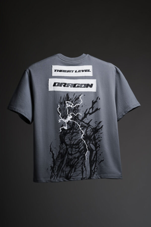 Threat Level Dragon V2 - Anime oversized tshirt with Patchwork